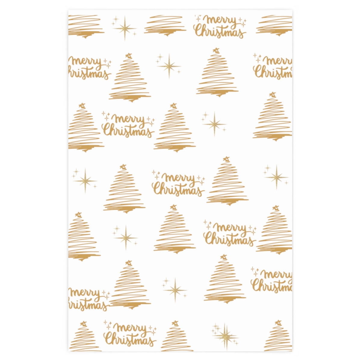 White and Gold Christmas Tree Wrapping Paper
